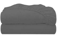 Royale Linens 2 Pack Fitted Sheet Set - Bottom Sheet - Ultra Soft & Breathable - Brushed 1800 Microfiber - Wrinkle & Stain Resistant - Hotel Quality Deep Pocket Stretches Up to 16" (Grey)