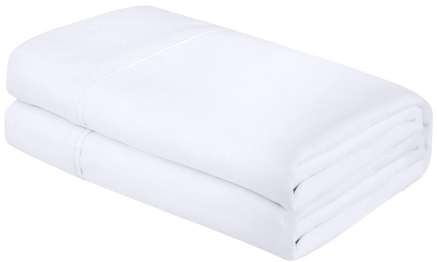 Royale Linens Flat Sheet Only - Brushed 1800 Microfiber - Ultra Soft & Breathable - Wrinkle & Stain Resistant - Hotel Quality Flat Sheet Sold Separately - Top Sheet For Bed - ( White)