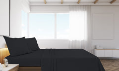 Royale Linens Flat Sheet Only - Brushed 1800 Microfiber - Ultra Soft & Breathable - Wrinkle & Stain Resistant - Hotel Quality Flat Sheet Sold Separately - Top Sheet For Bed - ( Black)
