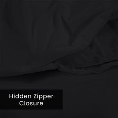 ROYALE LINENS Black Duvet Cover - Duvet Cover Set - 3 Piece Double Brushed Duvet Covers with Zipper Closure, 1 Duvet Cover and 2 Pillow Shams ( Black)