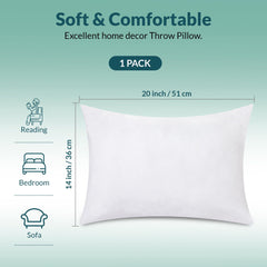 ROYALE LINENS Throw Pillow Insert - Square Pillow - Bed & Couch Pillow - Sofa Pillow Insert - Decorative Pillow Insert - Inner Cushion - Pillow & Shams Stuffer White 1 Pack Pillow Insert