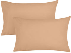ROYALE LINENS 300 Thread Count 100% Long Staple Combed Cotton Pillowcases Set of 2 - Ultra Soft - Bed Pillow Cover - Breathable, Cool & Crisp Percale Sand Pillow Cases ( Sand)