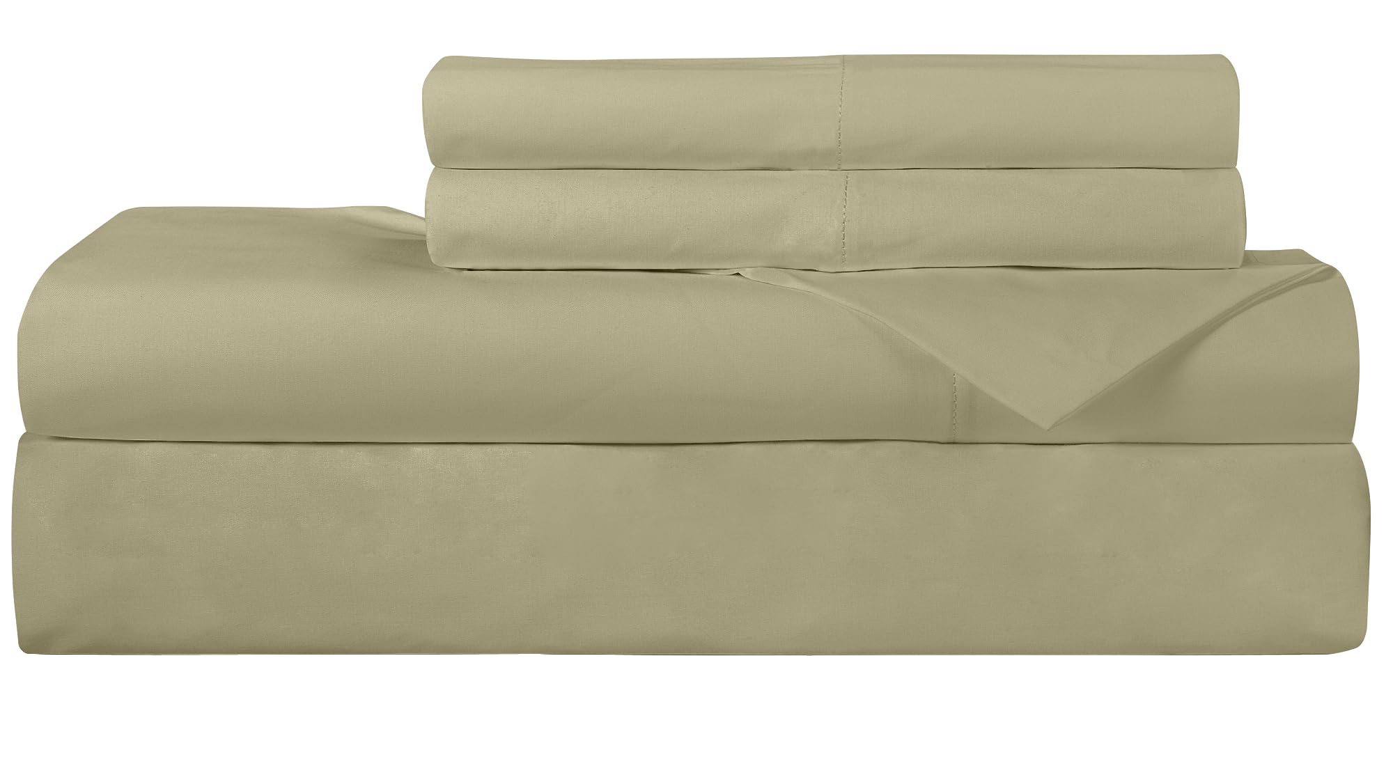 ROYALE LINENS 300 Thread Count 100% Long Staple Combed Cotton Sheet Set - 4 Piece Bed Sheet 1 Fitted Sheet, 1 Flat Sheet, 2 Pillow Cases -Breathable & Crisp Percale Sheet Set (Sage Green)