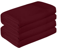 Royale Linen 2 Pack Bulk Flat Sheet Set - Top Sheet - Soft 1800 Microfiber - Wrinkle & Stain Resistant - for Hotel, Massage Table, Hospital, Dorm - Flat Sheet Sold Separately ( Burgundy)