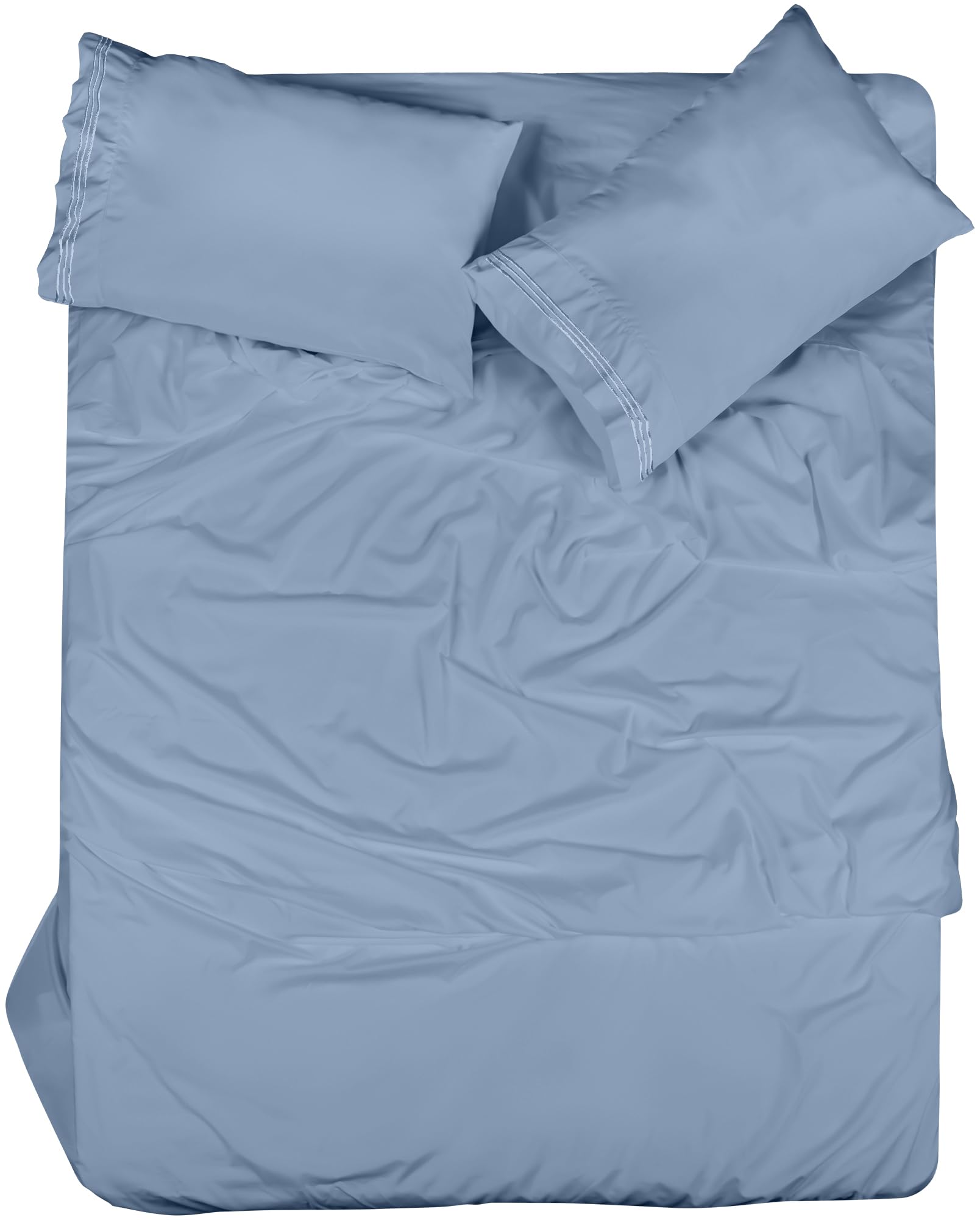 Royale Linens - 4 Piece Bed Sheet - Soft Brushed Microfiber 1800 Bedding Set - 1 Fitted Sheet, 1 Flat Sheet, 2 Pillowcase -Wrinkle & Fade Resistant Luxury Sheet Set (Lake Blue)