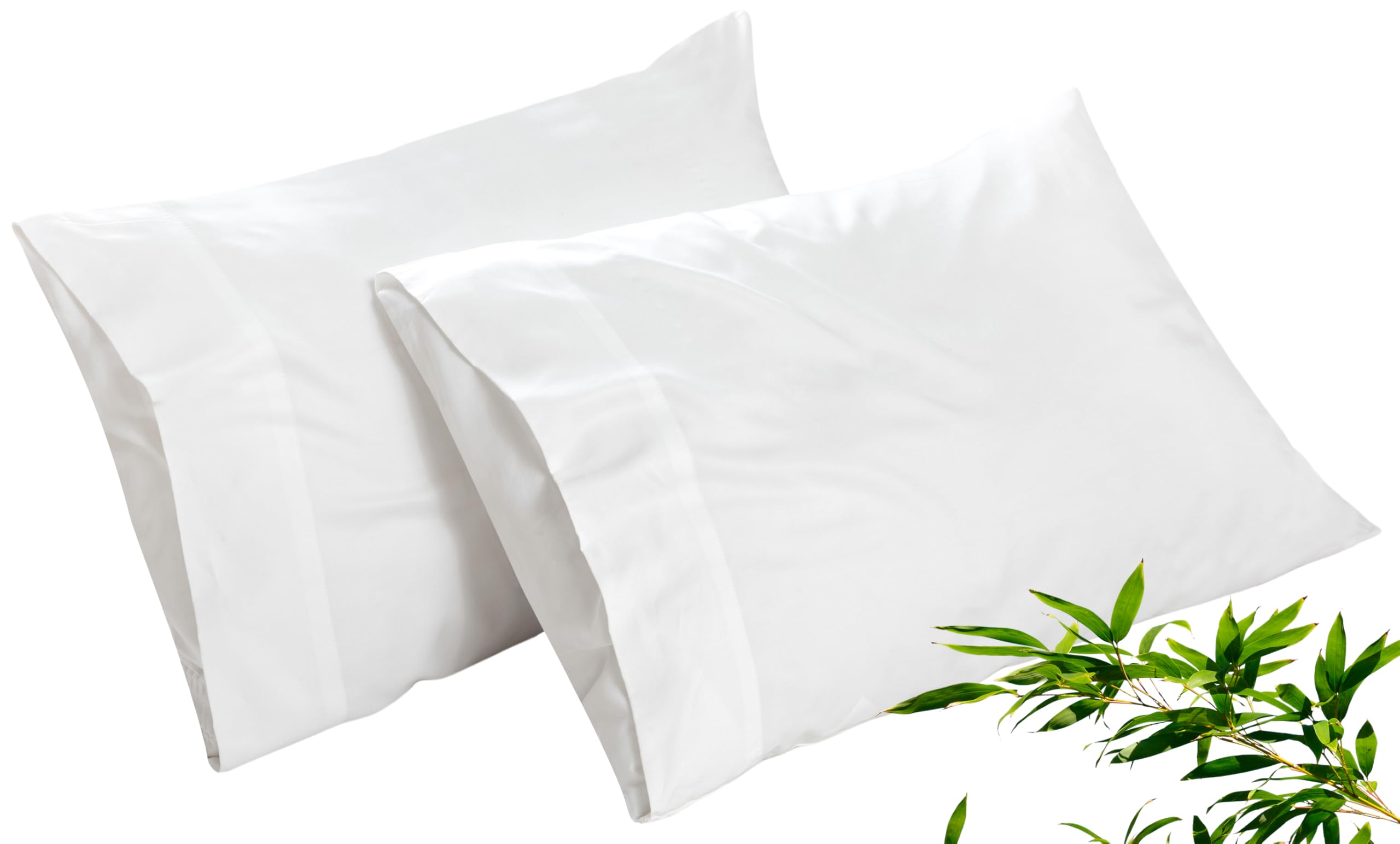 Royale Linens Cooling Pillow Cases Set of 2-100% Rayon Derived from Bamboo Cooling Pillowcase for Hot Sleepers - Soft & Silky Pillow Covers with Envelope Closure (White)