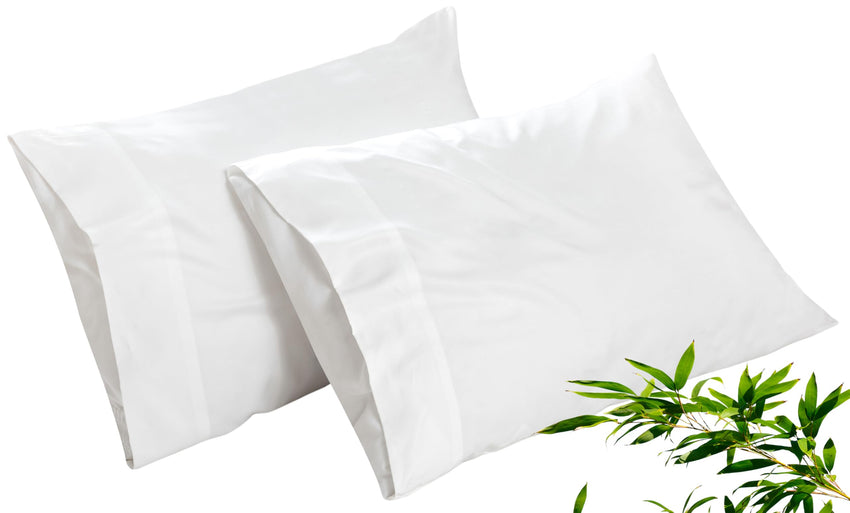 Royale Linens Cooling Pillow Cases Set of 2-100% Rayon Derived from Bamboo Cooling Pillowcase for Hot Sleepers - Soft & Silky Pillow Covers with Envelope Closure (White)