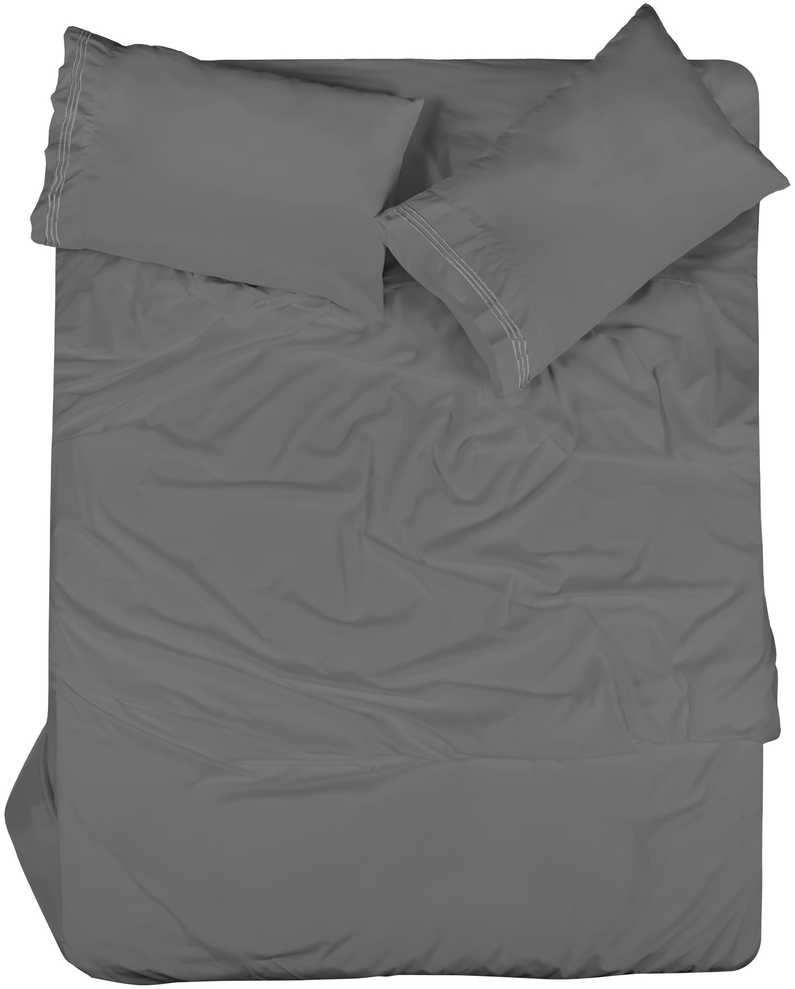 ROYALE LINENS - 4 Piece Bed Sheet - Soft Brushed Microfiber 1800 Bedding Set - 1 Fitted Sheet, 1 Flat Sheet, 2 Pillow case - Wrinkle & Fade Resistant Luxury Sheet Set (Grey)