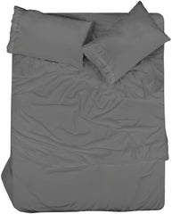 ROYALE LINENS - 4 Piece Bed Sheet - Soft Brushed Microfiber 1800 Bedding Set - 1 Fitted Sheet, 1 Flat Sheet, 2 Pillow case - Wrinkle & Fade Resistant Luxury Sheet Set (Grey)