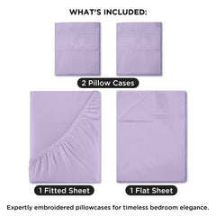 Royale Linens - 4 Piece Bed Sheet - Soft Brushed Microfiber 1800 Bedding Set - 1 Fitted Sheet, 1 Flat Sheet, 2 Pillowcase - Wrinkle & Fade Resistant Luxury Sheet Set (Lavender)