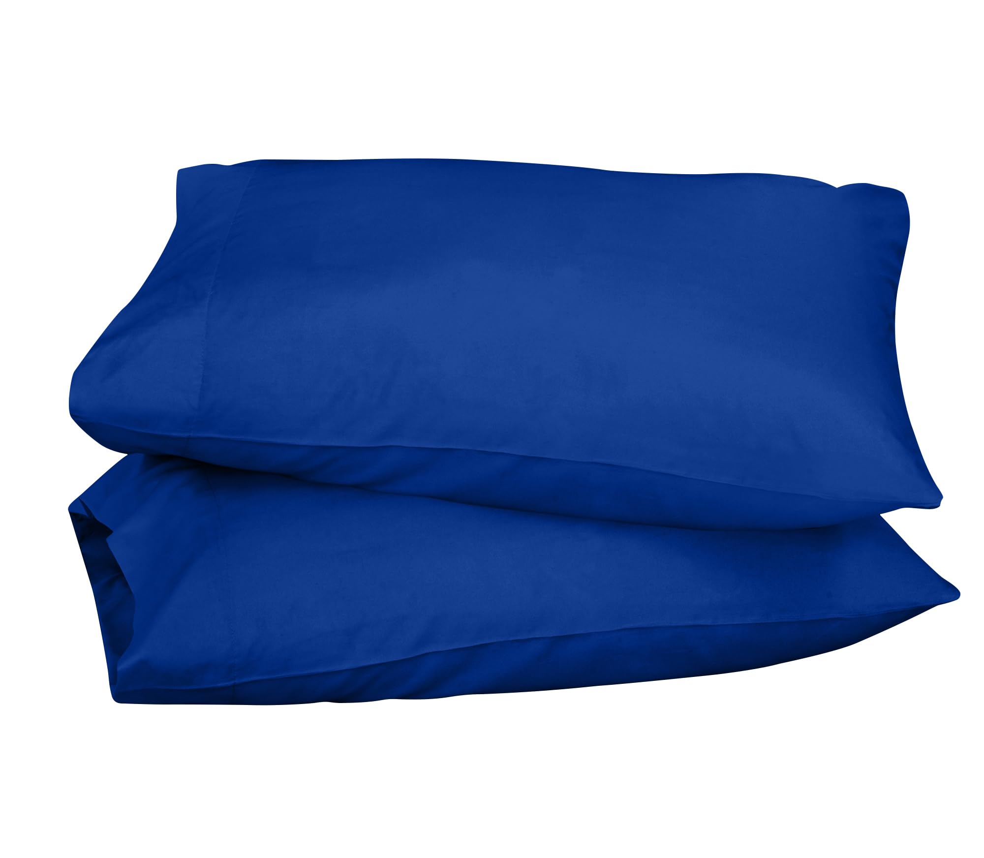 ROYALE LINENS 300 Thread Count 100% Long Staple Combed Cotton Pillowcases Set of 2 - Ultra Soft - Bed Pillow Cover -  - Breathable, Cool & Crisp Percale Pillow Cases (Dark Navy)