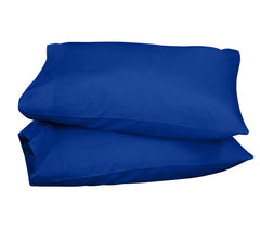 ROYALE LINENS 300 Thread Count 100% Long Staple Combed Cotton Pillowcases Set of 2 - Ultra Soft - Bed Pillow Cover -  - Breathable, Cool & Crisp Percale Pillow Cases (Dark Navy)