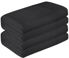 Royale Linen 2 Pack Bulk Flat Sheet Set - Top Sheet - Soft 1800 Microfiber - Wrinkle & Stain Resistant - for Hotel, Massage Table, Hospital, Dorm - Flat Sheet Sold Separately (Black)