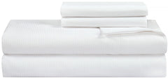 ROYALE LINENS 300 Thread Count 100% Long Staple Combed Cotton Sheet Set - 4 Piece Bed Sheet 1 Fitted Sheet, 1 Flat Sheet, 2 Pillow Cases -Breathable Cool & Crisp Percale Sheet Set ( White)