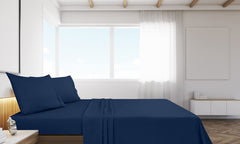 Royale Linen 2 Pack Bulk Flat Sheet Set - Top Sheet - Soft 1800 Microfiber - Wrinkle & Stain Resistant - for Hotel, Massage Table, Hospital, Dorm - Flat Sheet Sold Separately (Navy)