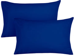 ROYALE LINENS 300 Thread Count 100% Long Staple Combed Cotton Pillowcases Set of 2 - Ultra Soft - Bed Pillow Cover -  - Breathable, Cool & Crisp Percale Pillow Cases (Dark Navy)