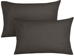 ROYALE LINENS 300 Thread Count 100% Long Staple Combed Cotton Pillowcases Set of 2 - Ultra Soft - Bed Pillow Cover - Breathable, Cool & Crisp Percale Grey Pillow Cases (Grey)