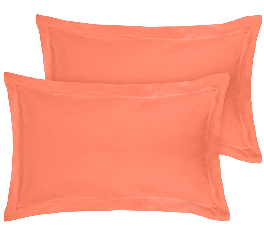 Royale Linens Pillow Shams 2 Pack - Brushed 1800 Microfiber - Bed Pillow Shams, Wrinkle Resistant Super Soft and Cozy - Back Overlap Closure - Oxford Pillowcases (Coral)