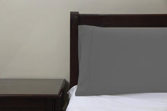Royale Linens Pillowcase Set of 2 - Bed Pillow Cover - Grey Pillowcases - 1800 Brushed Microfiber, Wrinkle & Fade Resistant - Soft & Cozy- Pillow Case ( Grey)