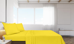 Royale Linens Flat Sheet Only - Brushed 1800 Microfiber - Ultra Soft & Breathable - Wrinkle Resistant - Hotel Quality Flat Sheet Sold Separately - Top Sheet for Bed - (Yellow)