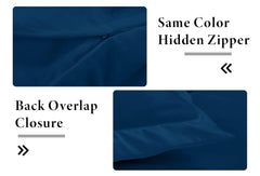 ROYALE LINENS Navy Duvet Cover  - Duvet Cover Set - 3 Piece Double Brushed Duvet Covers with Zipper Closure, 1 Duvet Cover and 2 Pillow Shams ( Navy)