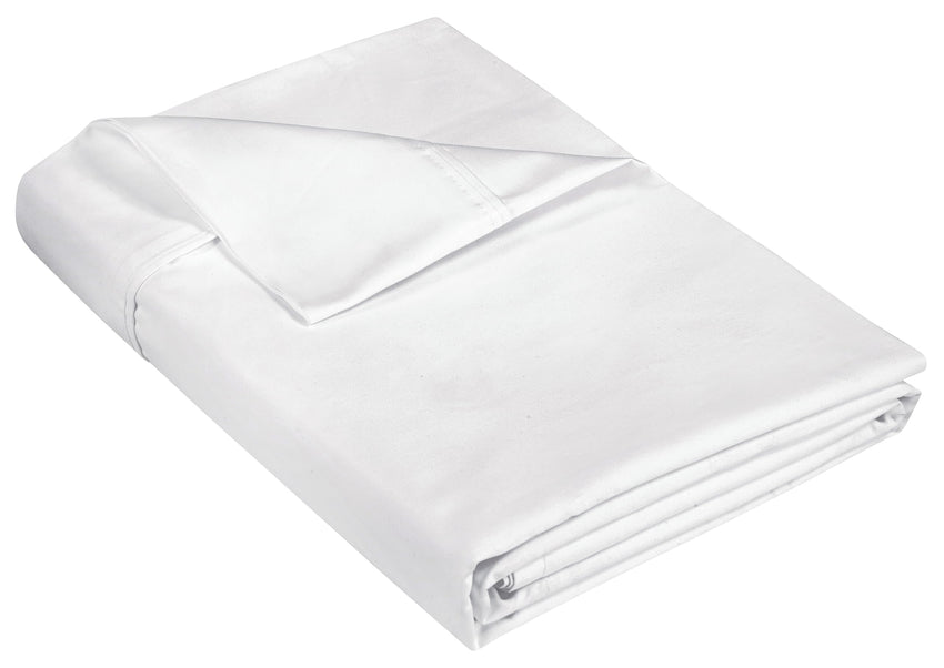 400 Thread Count 100% American Grown Cotton Flat Sheet - Cooling Sheets - Sheets - Luxury Sateen Weave - Flat Sheet Sold Separately - Soft White Flat Sheet Only ( Signature White)