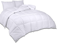 ROYALE Comforter - All Season Down Alternative Bedding Comforter - Lightweight Quilted Comforter with Corner Tabs - Ultra Soft Luxury Hotel Comforter - Box Stitched Duvet Insert (White)