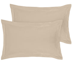 Royale Linens Pillow Shams 2 Pack -Brushed 1800 Microfiber - Bed Pillow Shams Wrinkle & Fade Resistant Super Soft and Cozy -Back Overlap Closure - Oxford Pillowcase (Sand)