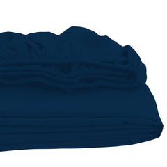 Royale Linens Fitted Sheet - Brushed Hotel Quality 1800 Ultra-Soft Wrinkle & Fade Resistant - Bottom Sheet - Deep Pocket Stretches Up to 16" - Fitted Sheet Only - Elastic Sheet ( Navy)