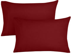 ROYALE LINENS 300 Thread Count 100% Long Staple Combed Cotton Pillowcases Set of 2 - Ultra Soft - Bed Pillow Cover  - Breathable, Cool & Crisp Percale Red Pillow Cases ( Red)