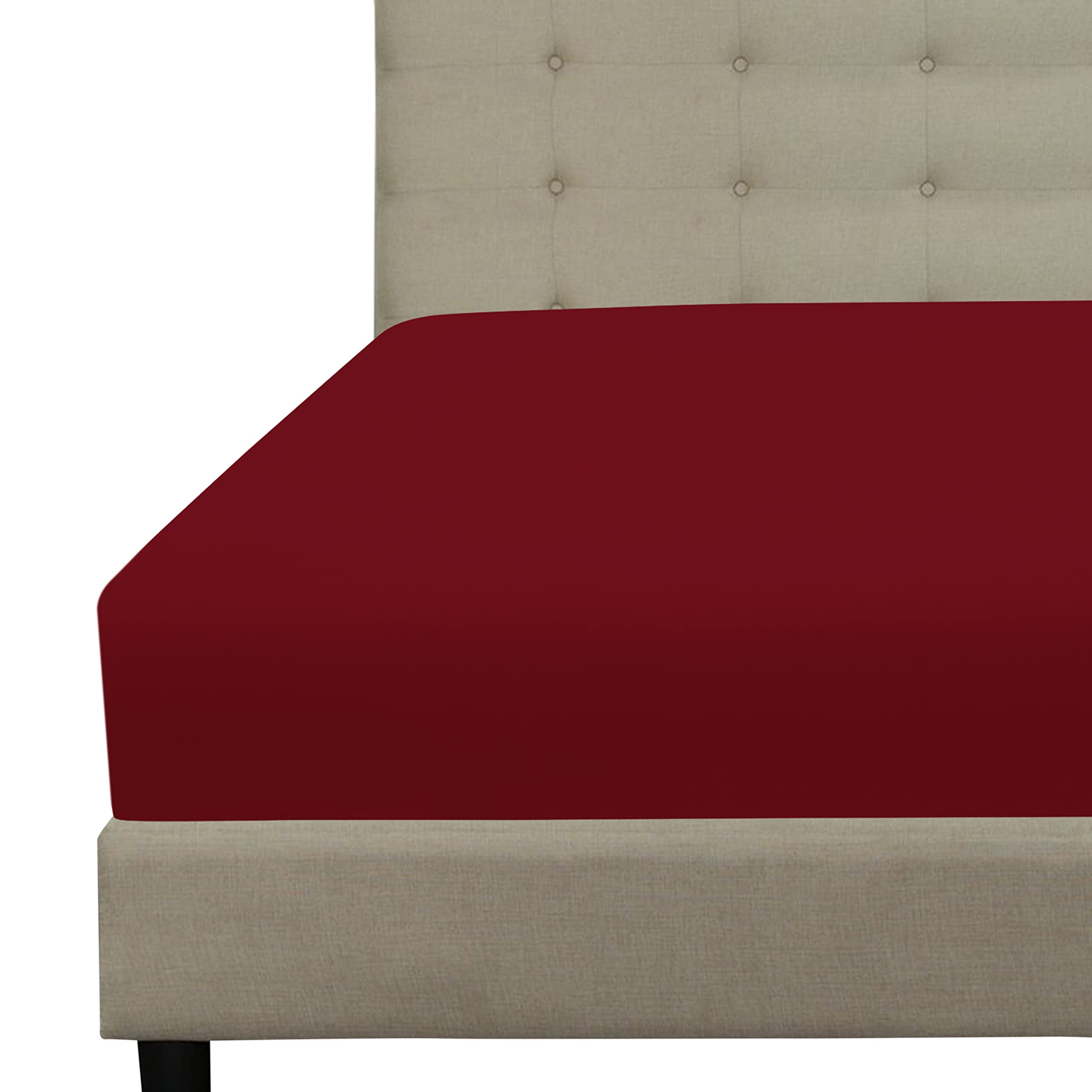 Royale Linens Fitted Sheet - Brushed Hotel Quality 1800 Ultra-Soft Wrinkle & Fade Resistant - Bottom Sheet - Deep Pocket Stretches Up to 16" - Fitted Sheet Only - Elastic Sheet ( Burgundy)