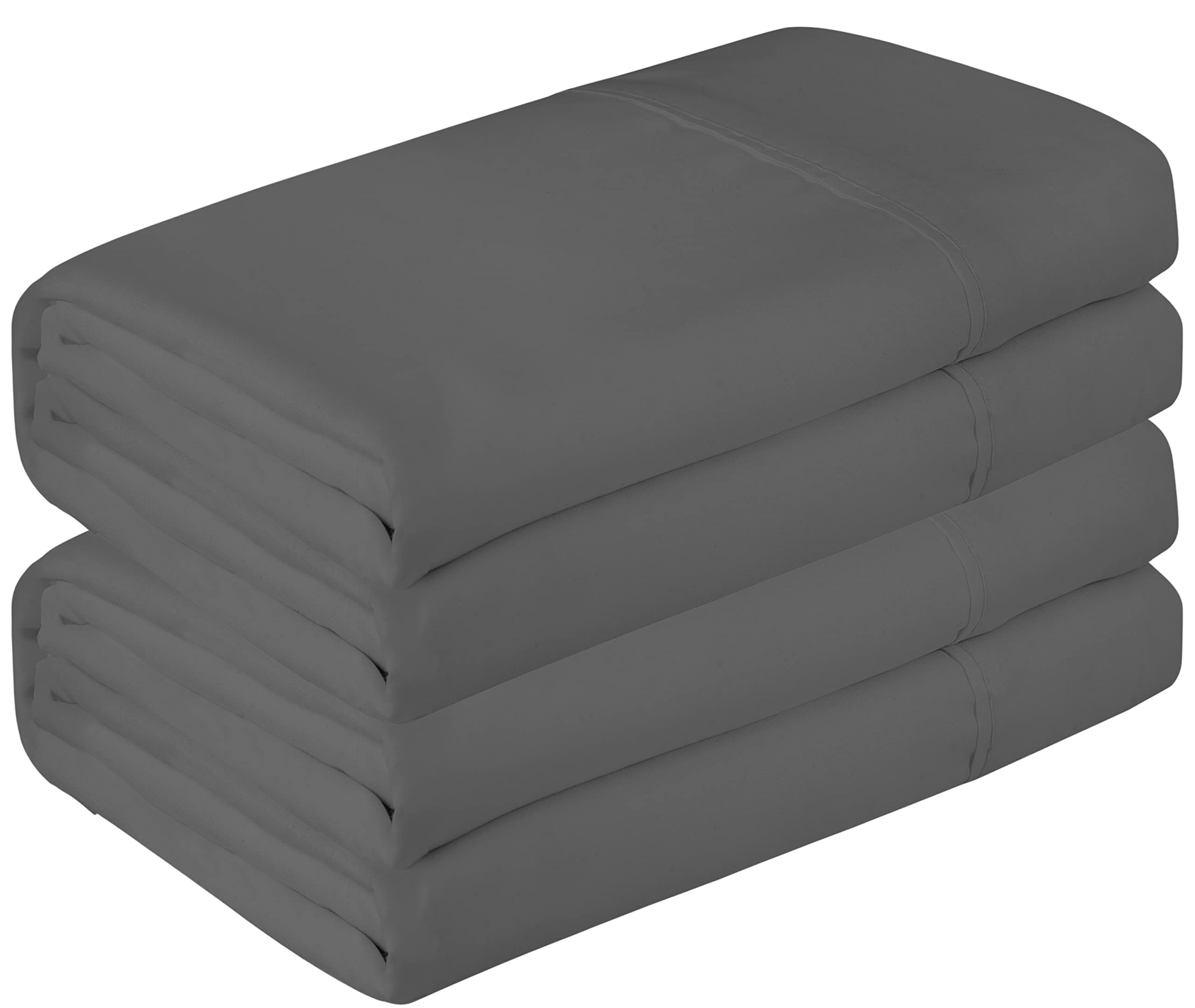 Royale Linen 2 Pack Bulk Flat Sheet Set - Top Sheet - Soft 1800 Microfiber - Wrinkle & Stain Resistant - for Hotel, Massage Table, Hospital, Dorm - Flat Sheet Sold Separately ( Grey)