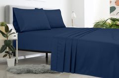 Royale Linen 2 Pack Bulk Flat Sheet Set - Top Sheet - Soft 1800 Microfiber - Wrinkle & Stain Resistant - for Hotel, Massage Table, Hospital, Dorm - Flat Sheet Sold Separately (Navy)