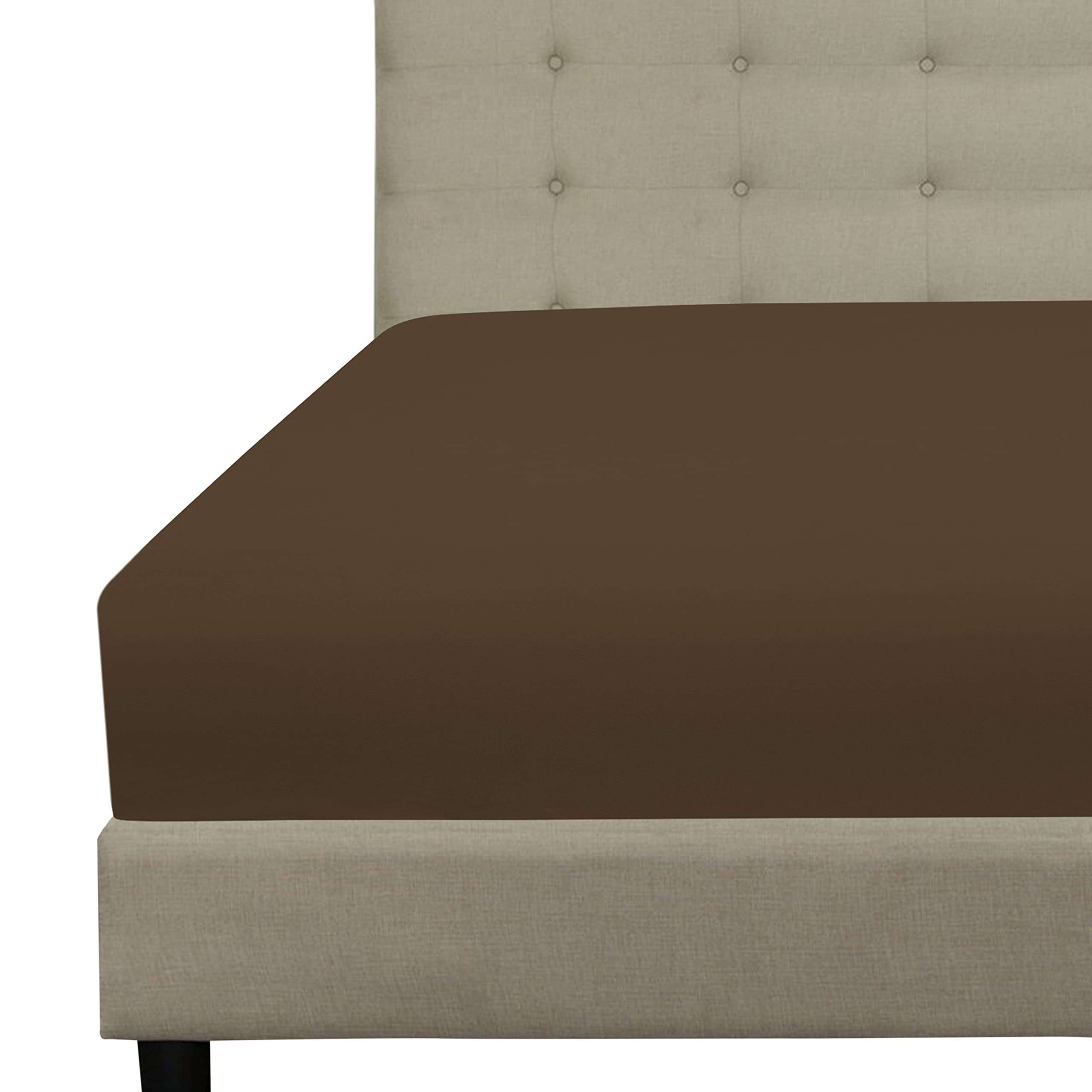 Royale Linens Fitted Sheet - Brushed Hotel Quality 1800 Ultra-Soft Wrinkle & Fade Resistant - Bottom Sheet - Deep Pocket Stretches Up to 16" - Fitted Sheet Only - Elastic Sheet (Chocolate)