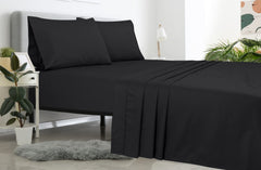 Royale Linen 2 Pack Bulk Flat Sheet Set - Top Sheet - Soft 1800 Microfiber - Wrinkle & Stain Resistant - for Hotel, Massage Table, Hospital, Dorm - Flat Sheet Sold Separately (Black)