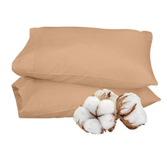 ROYALE LINENS 300 Thread Count 100% Long Staple Combed Cotton Pillowcases Set of 2 - Ultra Soft - Bed Pillow Cover - Breathable, Cool & Crisp Percale Sand Pillow Cases ( Sand)