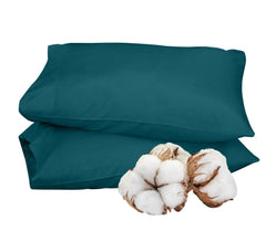 ROYALE LINENS 300 Thread Count 100% Long Staple Combed Cotton Pillowcases Set of 2 - Ultra Soft - Bed Pillow Cover -  - Breathable, Cool & Crisp Percale Teal Pillow Cases (Teal)