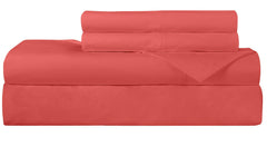ROYALE LINENS 300 Thread Count 100% Long Staple Combed Cotton Sheet Set - 4 Piece Bed Sheet 1 Fitted Sheet, 1 Flat Sheet, 2 Pillow Case - Breathable, Cool & Crisp Percale Sheet Set ( Pink)