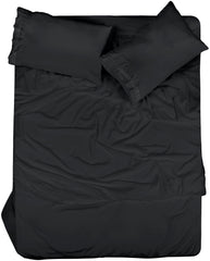 ROYALE LINENS - 4 Piece Bed Sheet - Soft Brushed Microfiber 1800 Bedding Set - 1 Fitted Sheet, 1 Flat Sheet, 2 Pillow case - Wrinkle & Fade Resistant Luxury Sheet Set (Black)