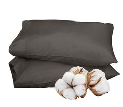 ROYALE LINENS 300 Thread Count 100% Long Staple Combed Cotton Pillowcases Set of 2 - Ultra Soft - Bed Pillow Cover - Breathable, Cool & Crisp Percale Grey Pillow Cases (Grey)