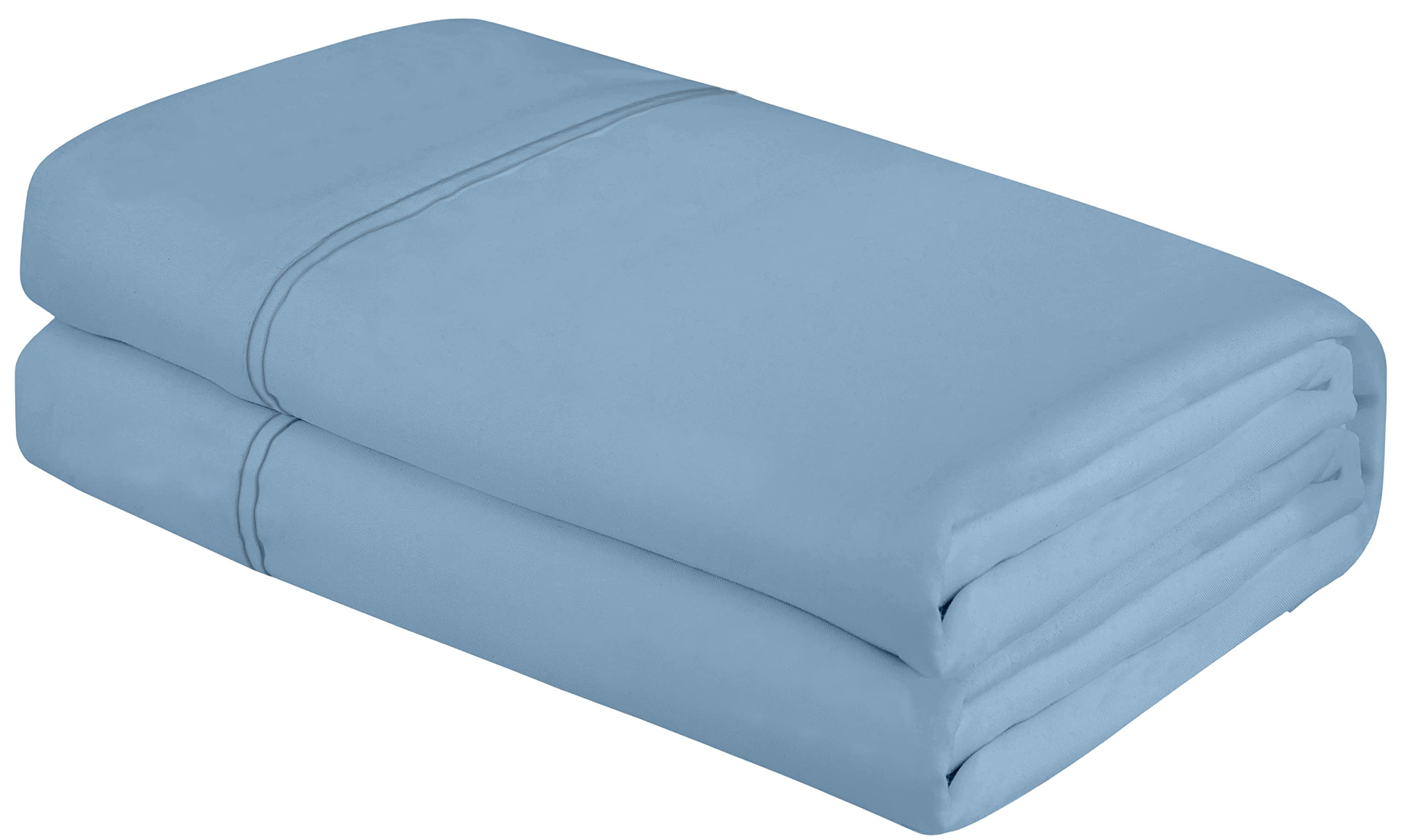 Royale Linens Flat Sheet Only - Brushed 1800 Microfiber - Ultra Soft & Breathable - Wrinkle & Stain Resistant - Hotel Quality Flat Sheet Sold Separately - Top Sheet For Bed (LakeBlue)