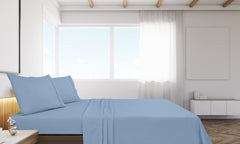 Royale Linen 2 Pack Bulk Flat Sheet Set - Top Sheet - Soft 1800 Microfiber - Wrinkle & Stain Resistant - For Hotel, Massage Table, Hospital, Dorm - Flat Sheet Sold Separately ( Lake Blue)