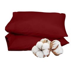 ROYALE LINENS 300 Thread Count 100% Long Staple Combed Cotton Pillowcases Set of 2 - Ultra Soft - Bed Pillow Cover  - Breathable, Cool & Crisp Percale Red Pillow Cases ( Red)