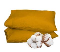 ROYALE LINENS 300 Thread Count 100% Long Staple Combed Cotton Pillowcases Set of 2 - Ultra Soft - Bed Pillow Cover - -Breathable, Cool & Crisp Percale Yellow Pillow Cases ( Yellow)