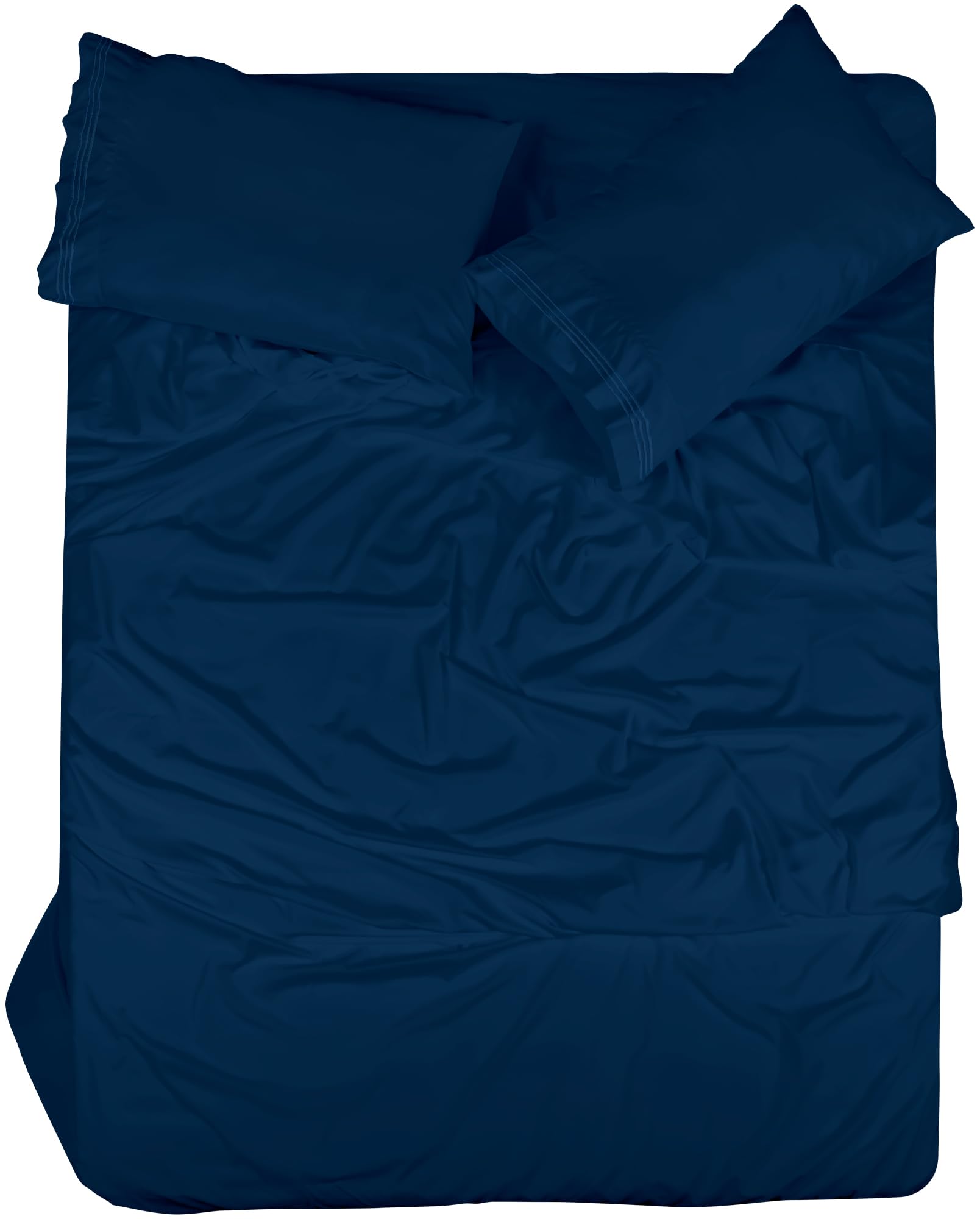 ROYALE LINENS - 4 Piece Bed Sheet - Soft Brushed Microfiber 1800 Bedding Set - 1 Fitted Sheet, 1 Flat Sheet, 2 Pillow case - Wrinkle & Fade Resistant Luxury Sheet Set (Navy)