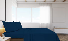 Royale Linens Flat Sheet Only - Brushed 1800 Microfiber - Ultra Soft & Breathable - Wrinkle & Stain Resistant - Hotel Quality Flat Sheet Sold Separately - Top Sheet for Bed - (Navy)