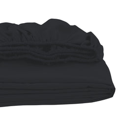 Royale Linens Fitted Sheet - Brushed Hotel Quality 1800 Ultra-Soft Wrinkle & Fade Resistant - Bottom Sheet - Deep Pocket Stretches Up to 16" - Fitted Sheet Only - Elastic Sheet (Black)