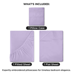 Royale Linens - 4 Piece Bed Sheet - Soft Brushed Microfiber 1800 Bedding Set - 1 Fitted Sheet, 1 Flat Sheet, 2 Pillowcase - Wrinkle & Fade Resistant Luxury Sheet Set (Lavender)