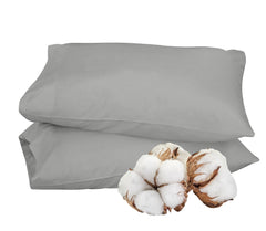 ROYALE LINENS 300 Thread Count 100% Long Staple Combed Cotton Pillowcases Set of 2 - Ultra Soft - Bed Pillow Cover - -Breathable, Cool & Crisp Percale Silver Pillow Cases (Silver)