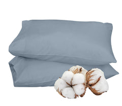 ROYALE LINENS 300 Thread Count 100% Long Staple Combed Cotton Pillowcases Set of 2 - Ultra Soft - Bed Pillow Cover - Breathable, Cool & Crisp Percale Pillow Cases ( Lake Blue)
